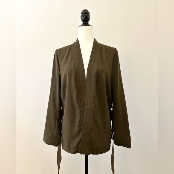 H&M Army Green, Dark Green Short Kimono, Tie Waist - size 8 - Picture 7 of 9